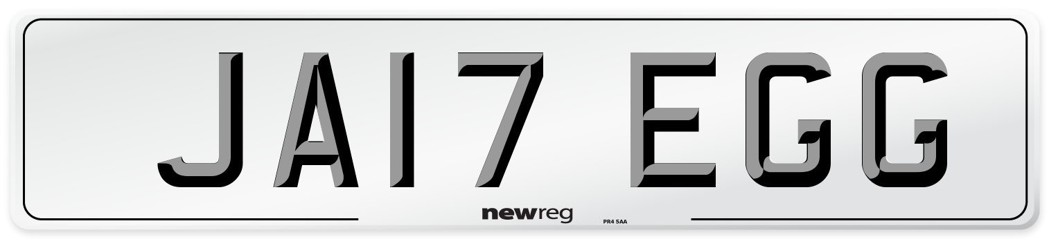 JA17 EGG Number Plate from New Reg